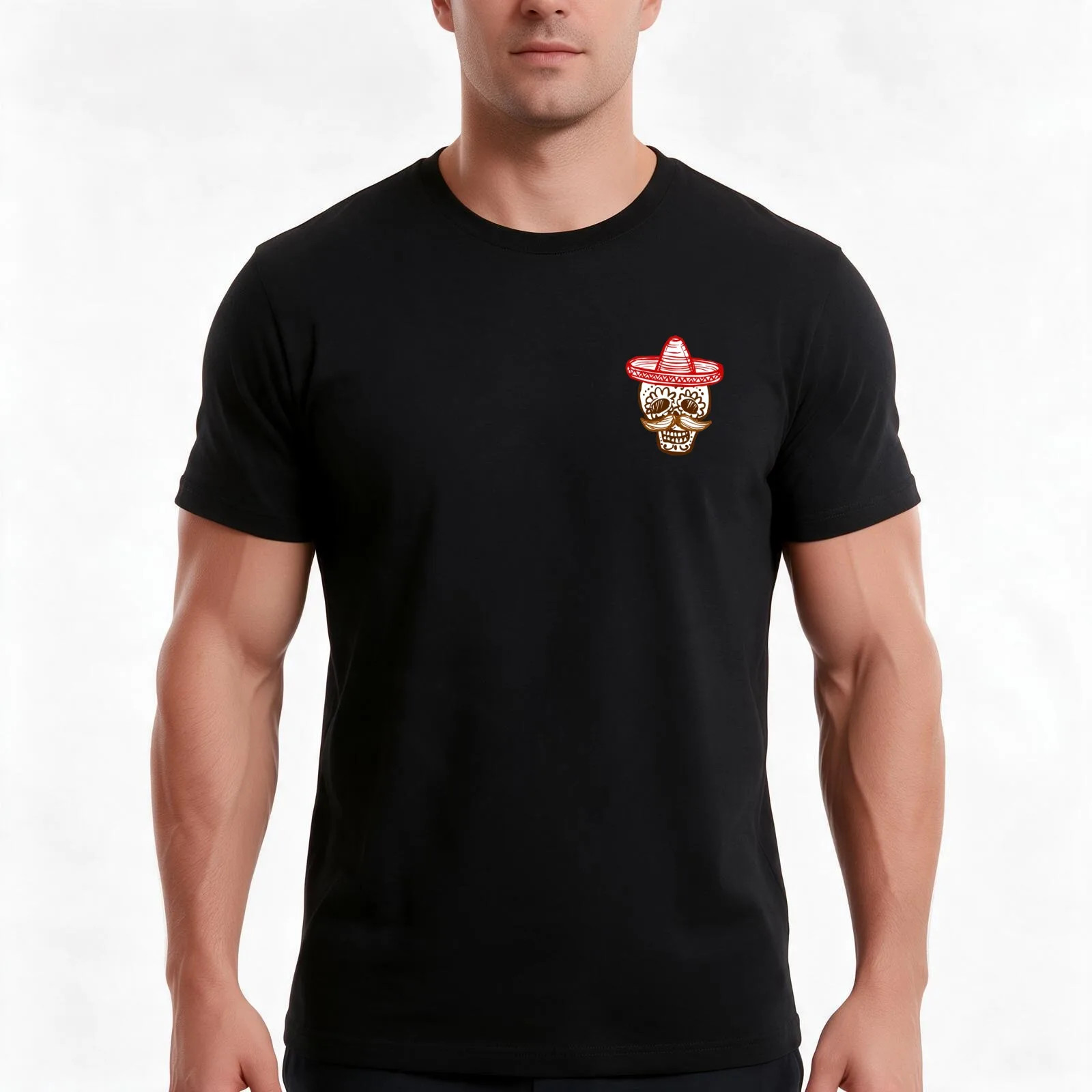 Calaca Ranchera (coolest mexican skull) T-Shirt Summer Casual Cotton Tee Oversized Streetwear Tops Vintage Graphic Print
