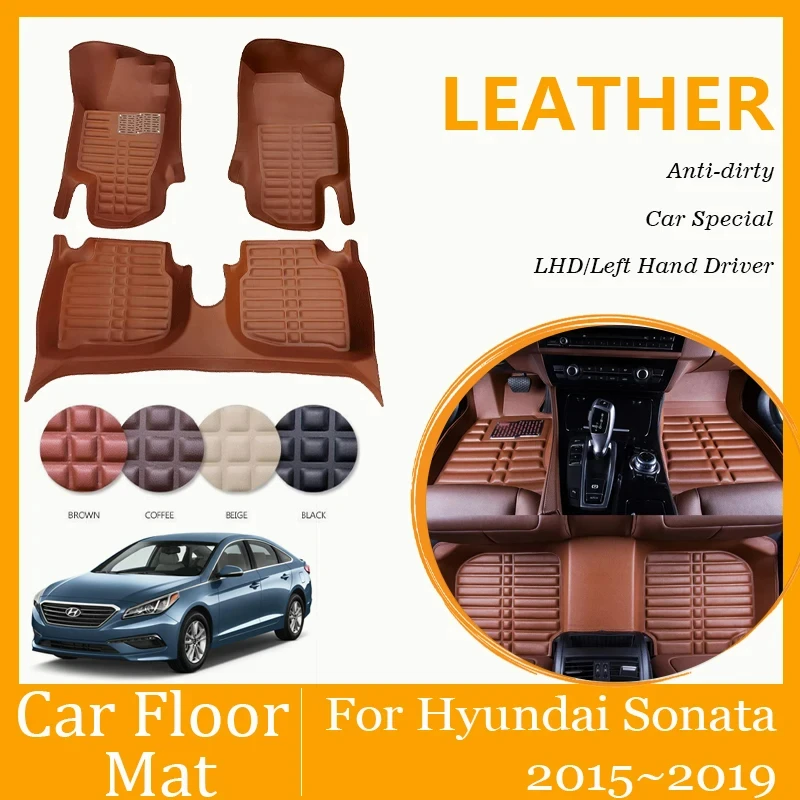 

Luxury Car Floor Mats For Hyundai Sonata LF 2015~2019 LHD Waterproof Pads Full Set Foot Carpets Tappeto Car Accessories Interior