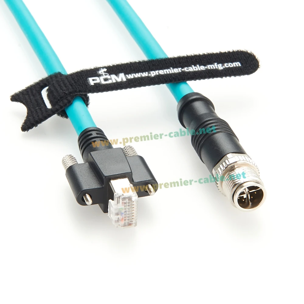 IP67 M12 8-Pin X-Code auf RJ45 mit Rändelschraubverschluss CAT6A Industrielles Ethernet-Kabel, geschirmtes GigE Vision-Kabel für Cognex-Kamera – Detail 3