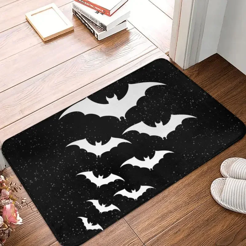 Bats In The Night Doormat Non-Slip Entrance Bathroom Kitchen Floor Door Mats Halloween Goth Occult Witch  Rug Carpet Footpad