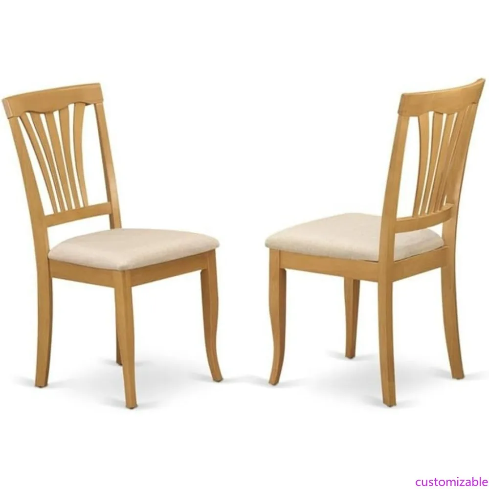 طقم طعام من خشب البلوط مكون من 3 قطع من East West Furniture مع طاولة من قماش الكتان وكراسي من قماش الكتان #1