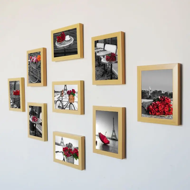 

Home Decor Photo Frame Creative Background Wall Photo Frame Solid Color Simple Style Living Room Bedroom Photo Frame 9 Pcs/Set