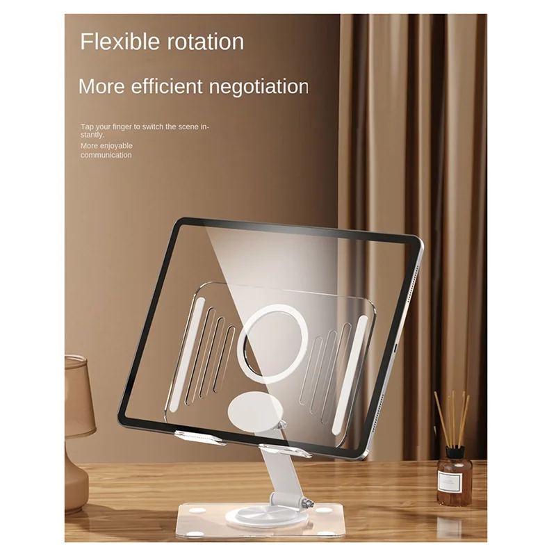 

Tablet Stand Folding Adjustable Desk Holder Transparent Acrylic Tablet Bracket Durable Easy Install Easy To Use White