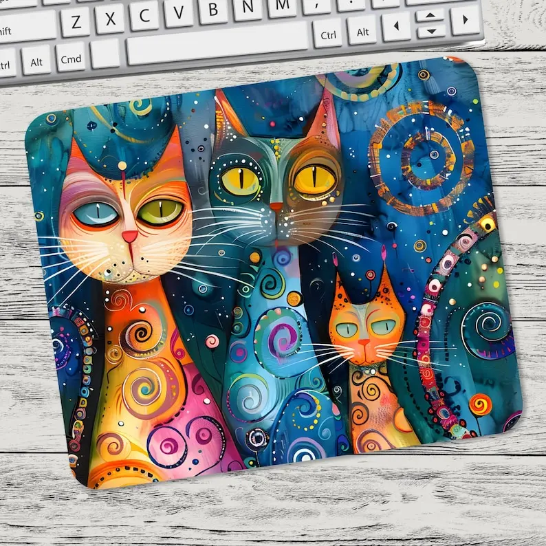 

Vibrant Whimsical Cats Mouse Pad Mouse Pads Gamer Setup Decoration Laptop Accessories Mouse Mat Gamer Setup Decoration Setup