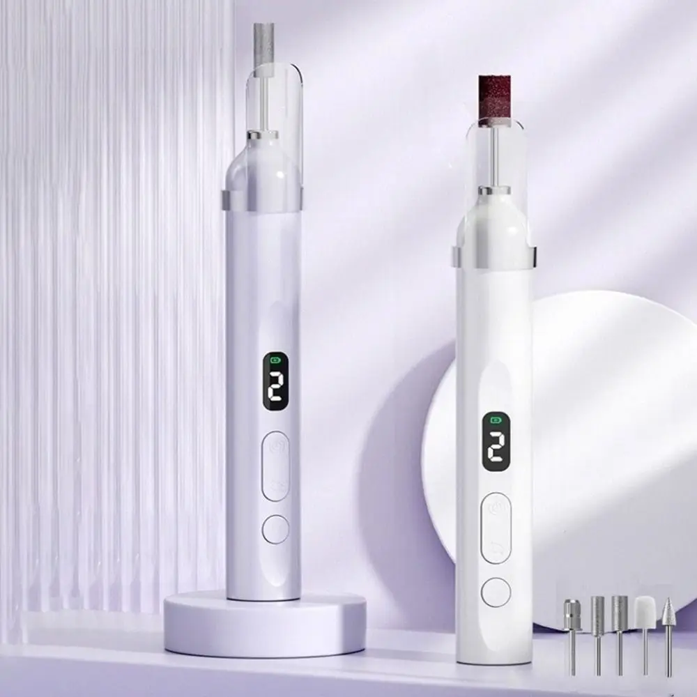 Polidor de unhas elétrico portátil display lcd cura rápida máquina broca elétrica recarregável lâmpada inferior do prego