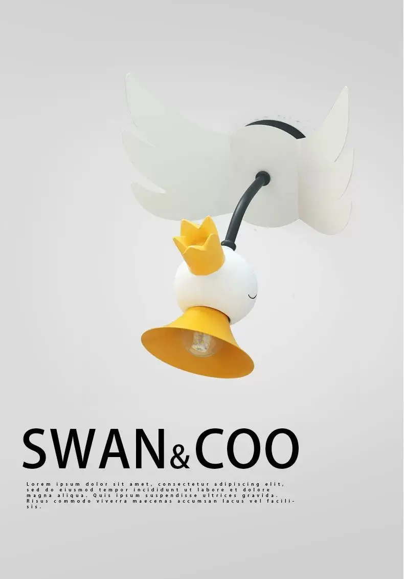 Little Swan and cuckoo chicken children's lamp wall lamp boys girls bedroom lamp soft lighting