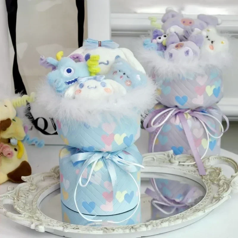 

Cinnamoroll My Melody Anime Kawaii MINISO Kuromi Lovely Doll Bouquet Cute Cartoon PomPomPurin Birthday Gifts Toys for Kids