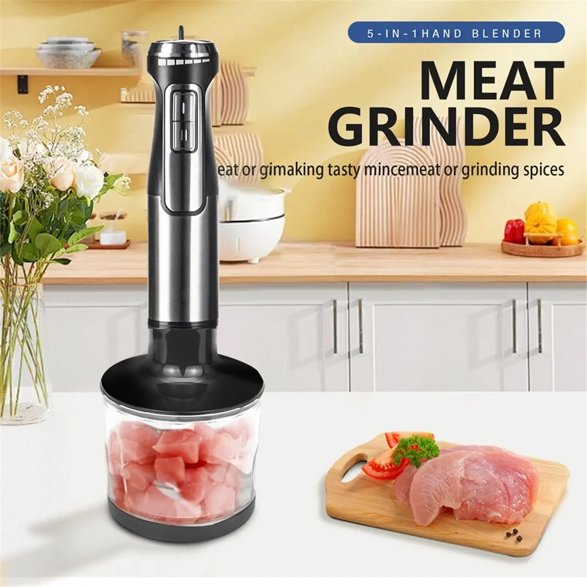 Y15A 1600W Handheld Immersion Blender Multifunctional Food Processor for Puree Egg Beater Smoothie Mixer Home Kitchen EU