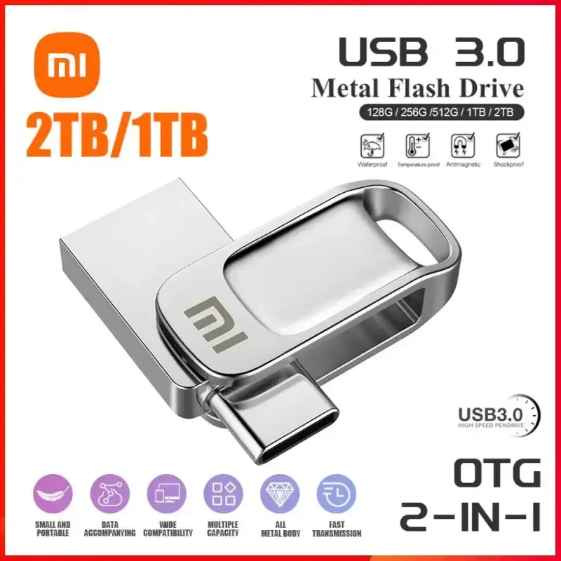 Xiaomi USB 3.0 High Speed OTG Metal USB Flash Drive Pendrive 2TB 1TB 16GB 32GB 64GB 128GB Key Usb Stick Pen Drive TYPE-C