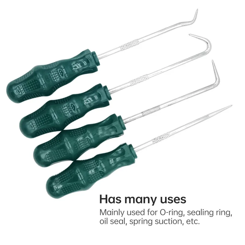 4-Piece Oil Seal Screwdriver Set - 160mm Car Auto Vehicle O Ring Gasket Puller Remover, Multifunction Pick Hooks Tools - Chrome
