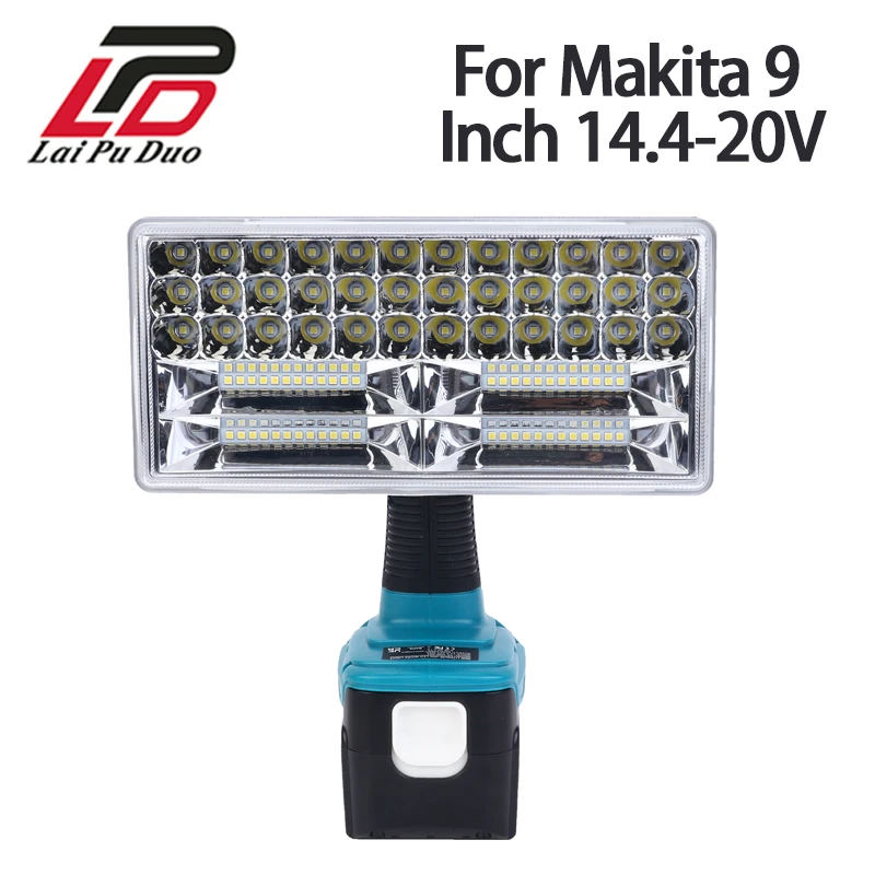 Luz LED de trabajo inalámbrica para Makita, luz de 9 pulgadas, batería de iones de litio, 14,4-20v, DML801, DML802, DML185, LXT