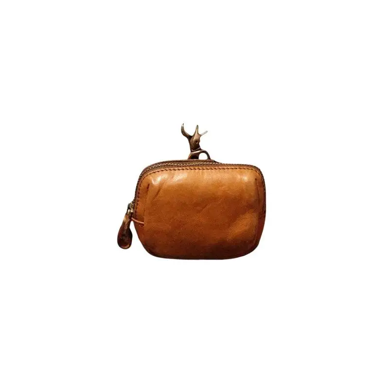 PU-Leder Doppel-Münzbörse in Kaffeebraun, Unisex, Kompakt, Multifunktional, Mini-Karten- und Kopfhörer-Aufbewahrungstasche – Detail 7