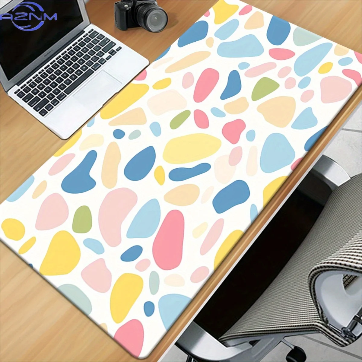 1pc XXL Large Gaming Desk Mat & Mouse Pad - Non-Slip Surface, Multi-Color Abstract Pattern (Pink, Yellow, Green, Orange, Purple,