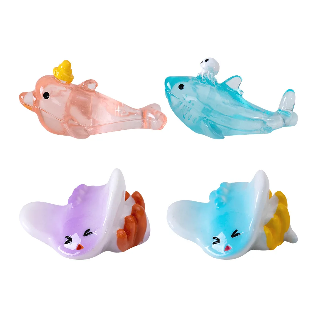 Figurines Miniatures Marine Animal Seaweed Shark Micro Landscape Ornaments For Home Decorations Aquarium Fish Tank Accessories