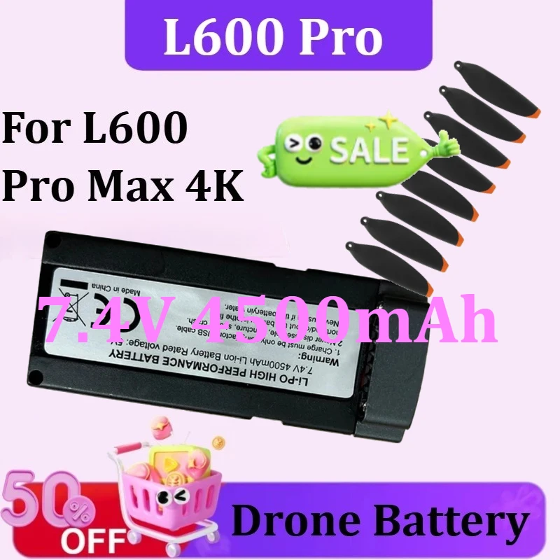 7.4V 4500mAh L600 Pro Max Battery 30min Battery Life For L600 Pro Max 4K GPS Dron Accessories Parts