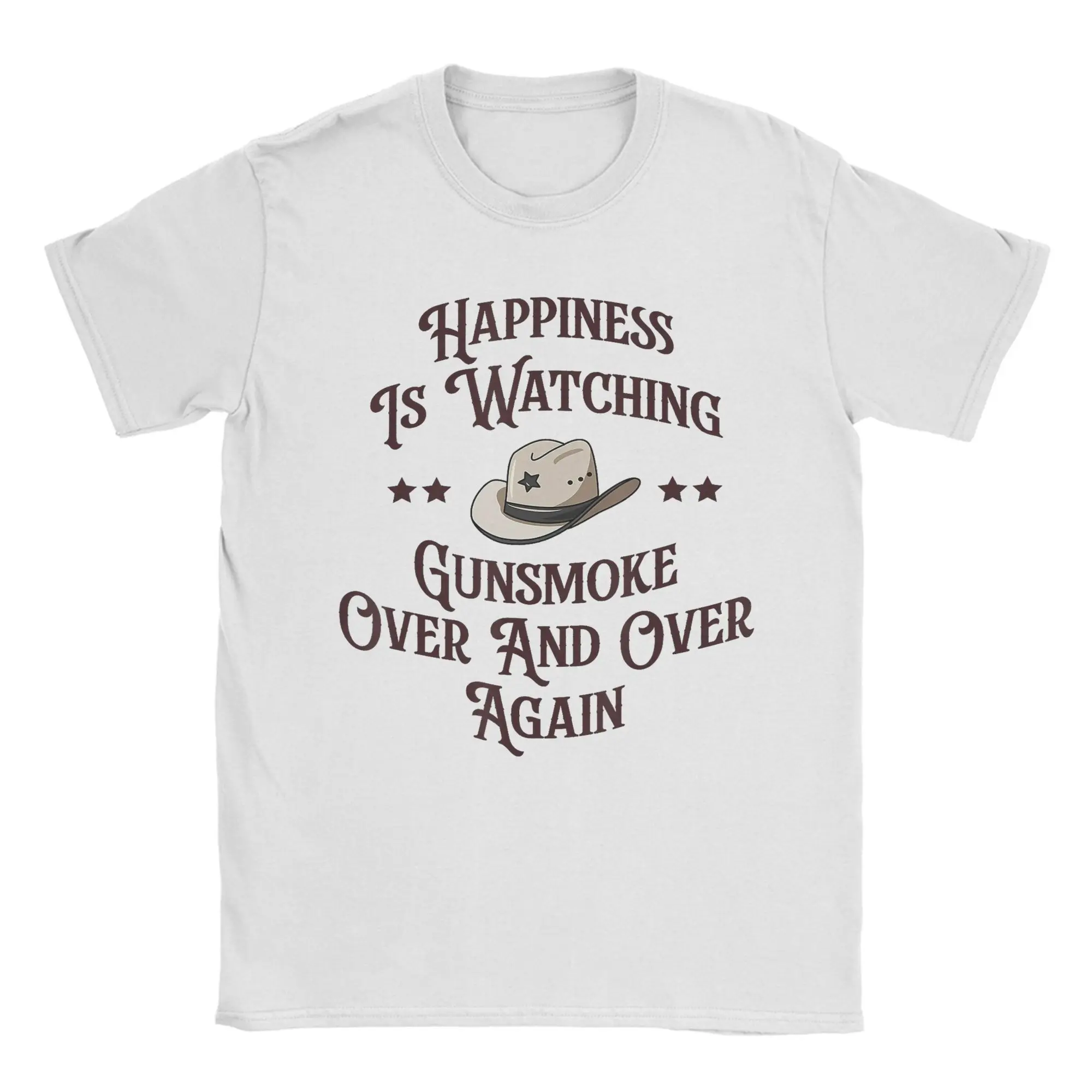 Novelty Happiness Is Watching Gunsmoke Over And Over Again T-Shirts Men Crewneck Cotton T Shirt  Short Sleeve Tee Shirt Clothes