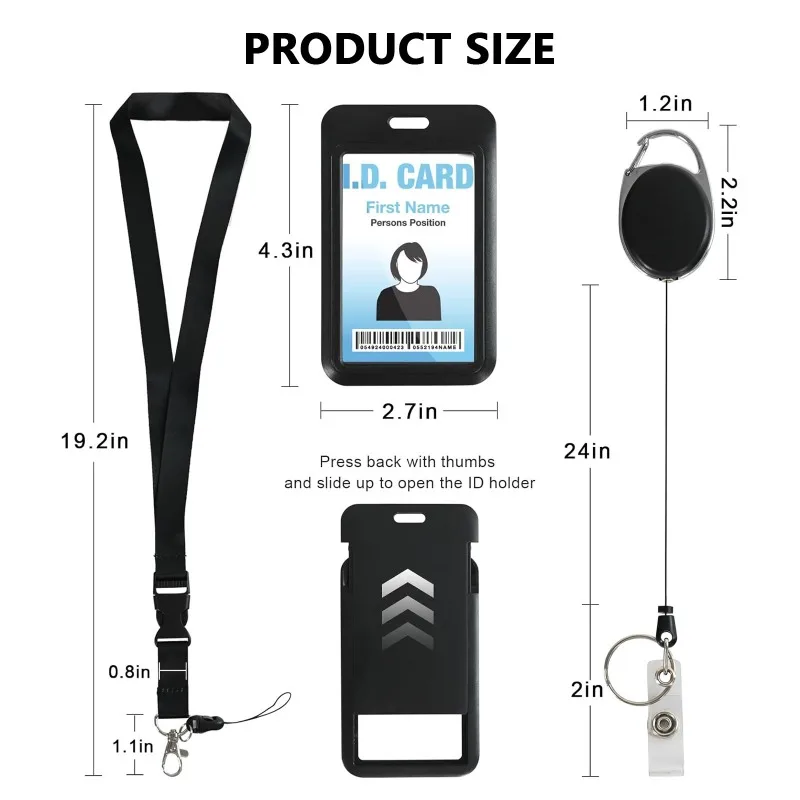 3pcs/set Identity Card Badge Holder with Lanyard Retractable Badge Reel Id Card Holder Nurse Retractable Keychain
