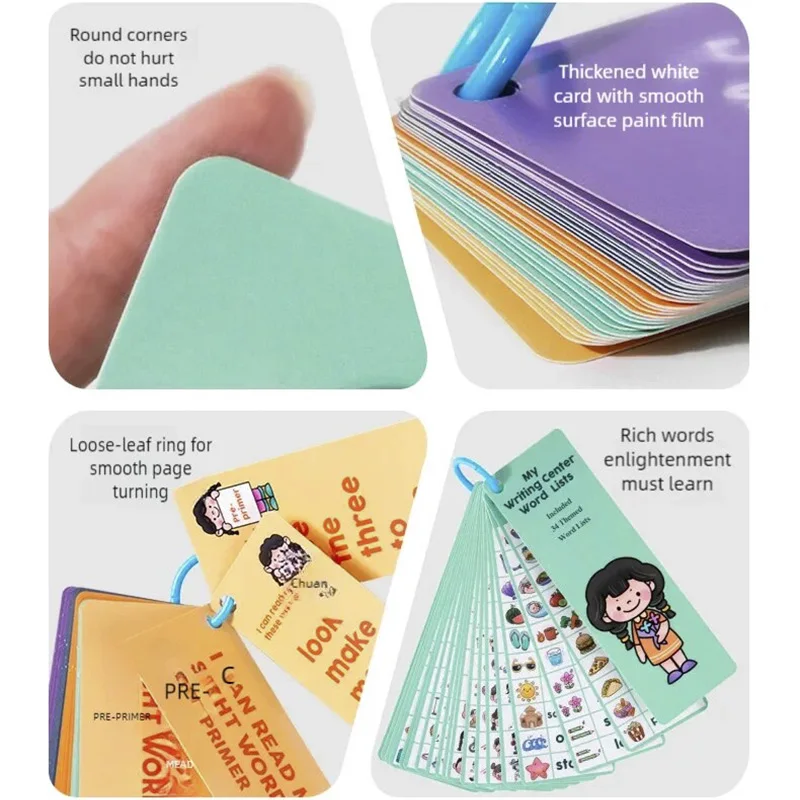 Paper English Cognitive Learning Card Creative Bookmark Page Cartoon Student Graphic Word Card Vocabulary Card Educational Toys