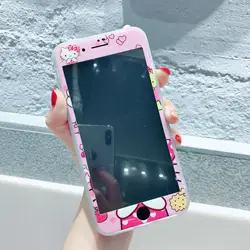 Screen Protector For iPhone 13 12 11 Pro Max 6 6S 7 8 Plus Protective Glass For iPhone X XR XS Max Hello Kitty Pattern