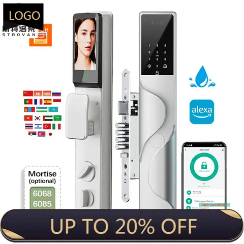 STLF Impermeabile Israele Mortise Face Serrature per impronte digitali Tuya App Wifi Card Porta digitale Video sorveglianza Smart Door Lock