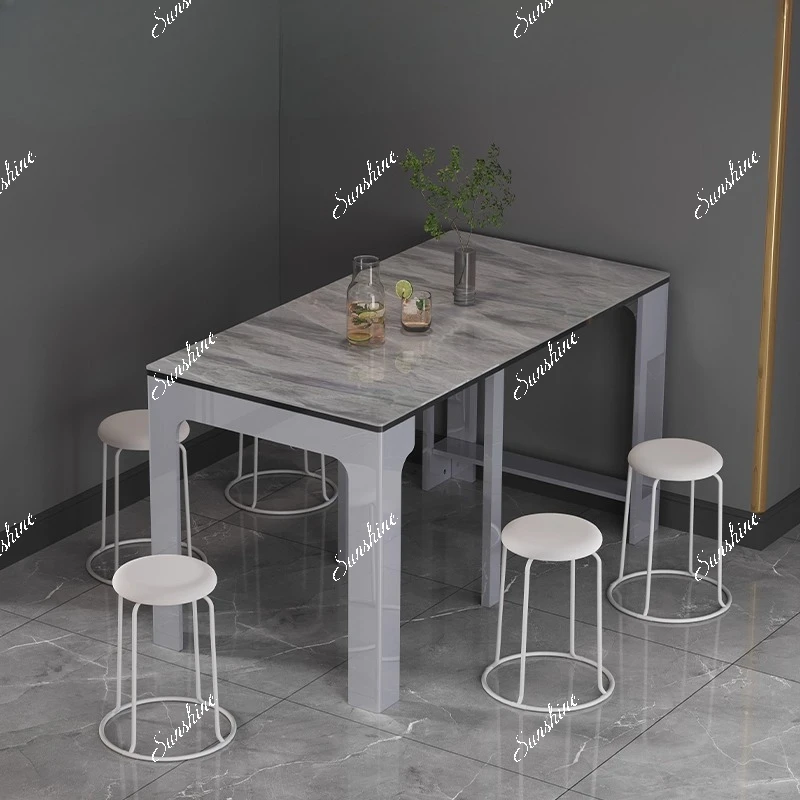 Modern simple household small apartment bright paint solid wood light luxury dining table