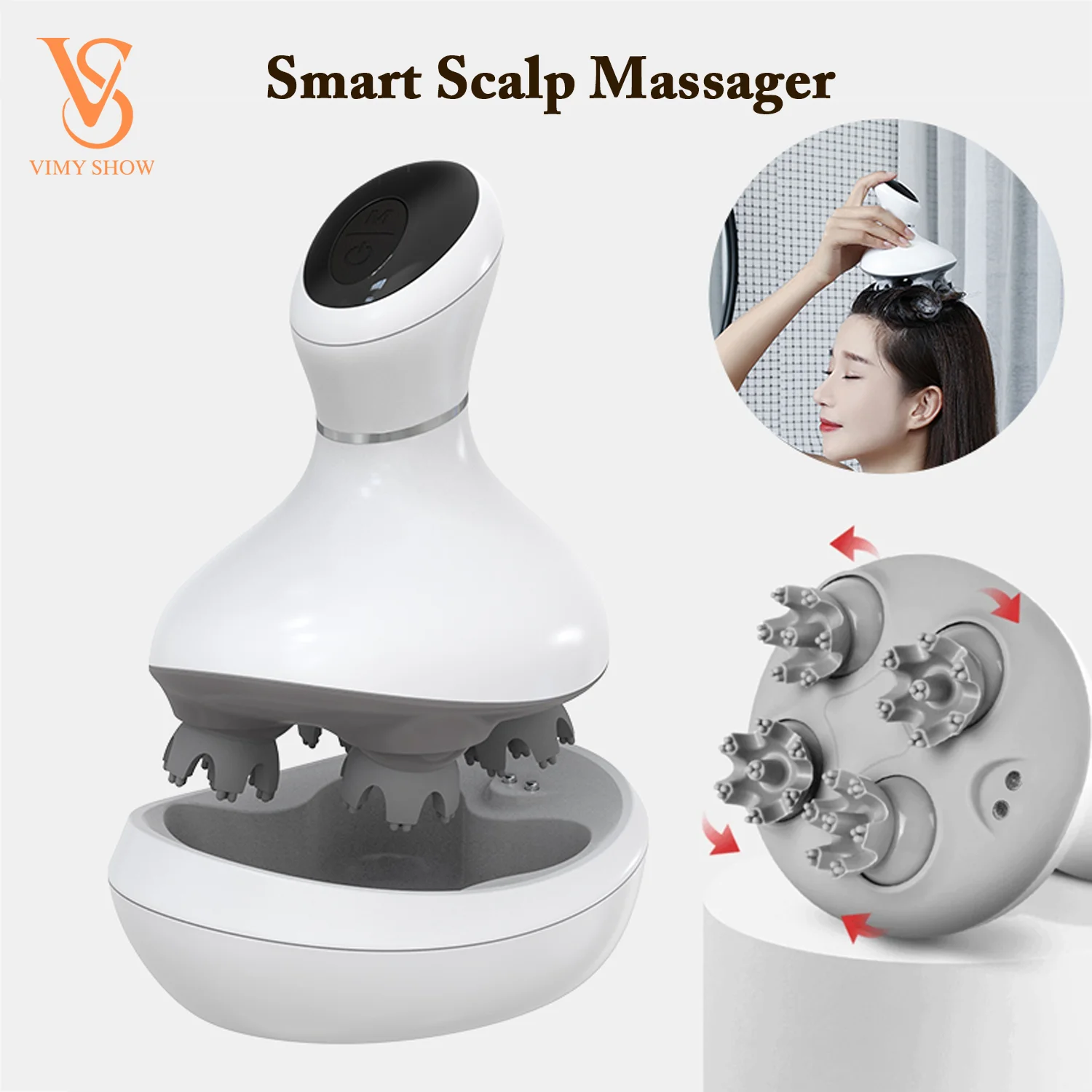 IPX7 Waterproof Electric Scalp Massager 4 Claws Kneading Head Massager 2 Modes Stress Relief Hair Wash Pet Massage Tool Cordless