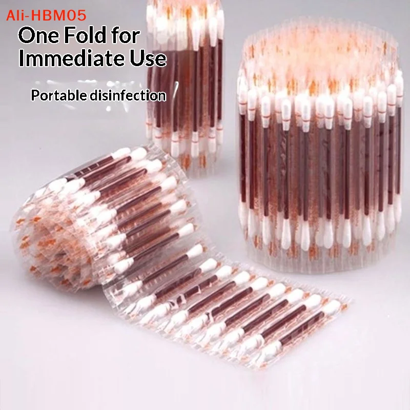 (HB05)50Pcs Disposable Iodine Alcohol Cotton Swabs Single Pack Fast For Home Travel Outdoor Wound Care