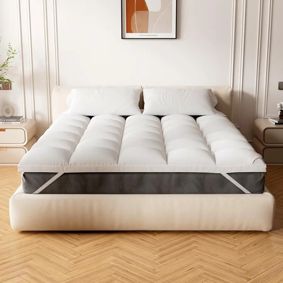 

Extra Thick Fitted Mattress Topper - Queen Size | Soft & Cooling Pillow Top Mattress Pad & Protector | Bed Topper for Back Pain,