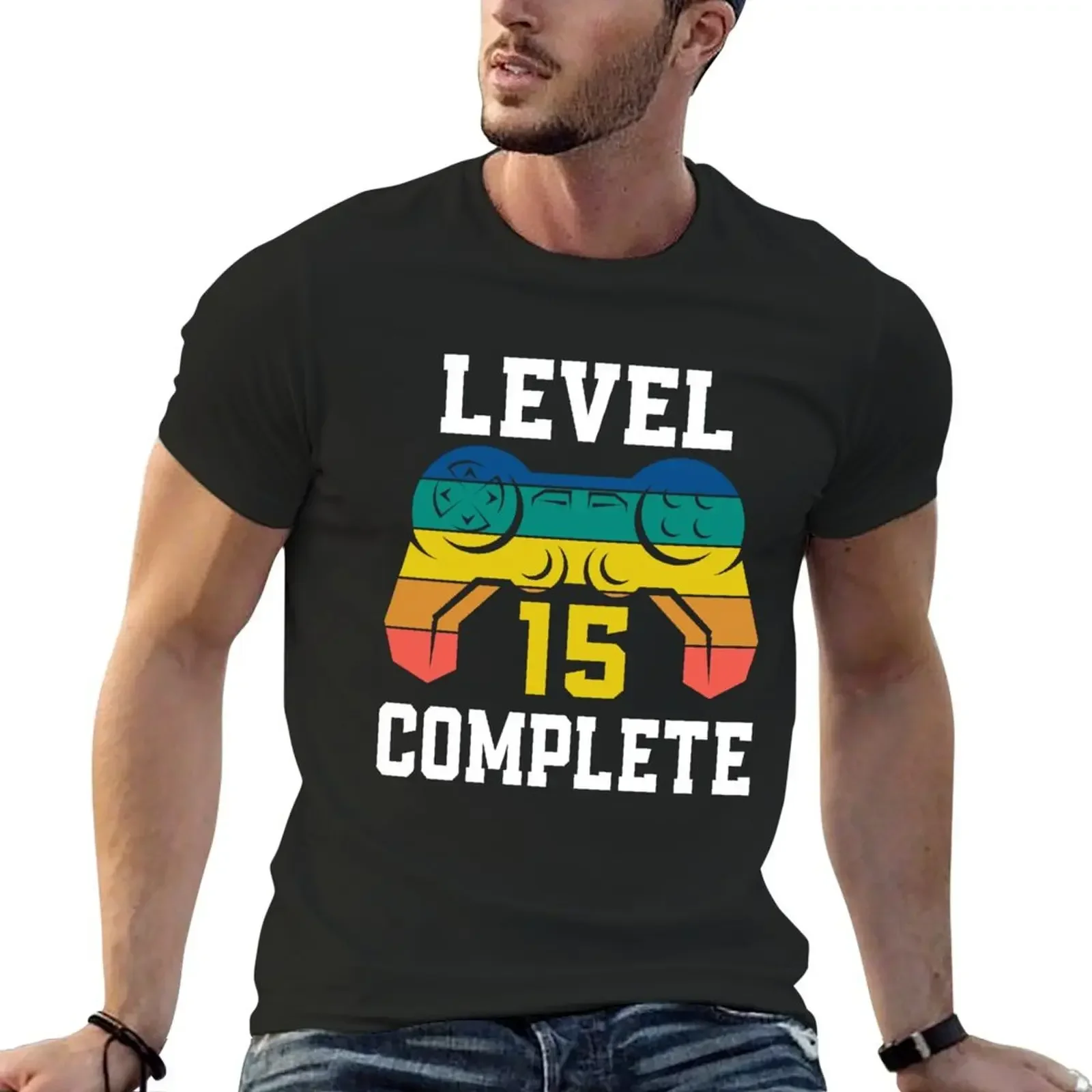 

Level 15 Complete, Retro Video Gamer 15th Birthday T-Shirt essential t shirt summer top mens graphic t-shirts