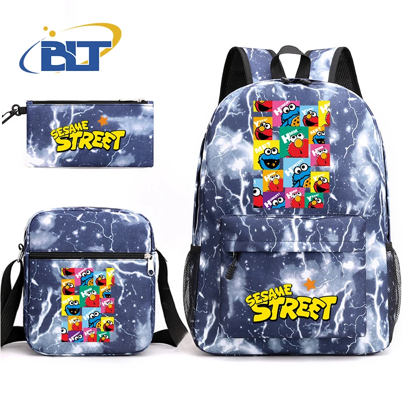 MINISO Sesame Street printed student school bag set children's pencil case shoulder bag backpack three-piece set