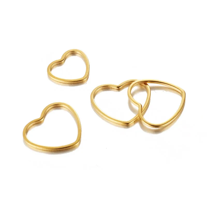 5PCS/lots Stainless Steel Hollow Heart Charms For Jewelry DIY Making Heart Pendants Accessories