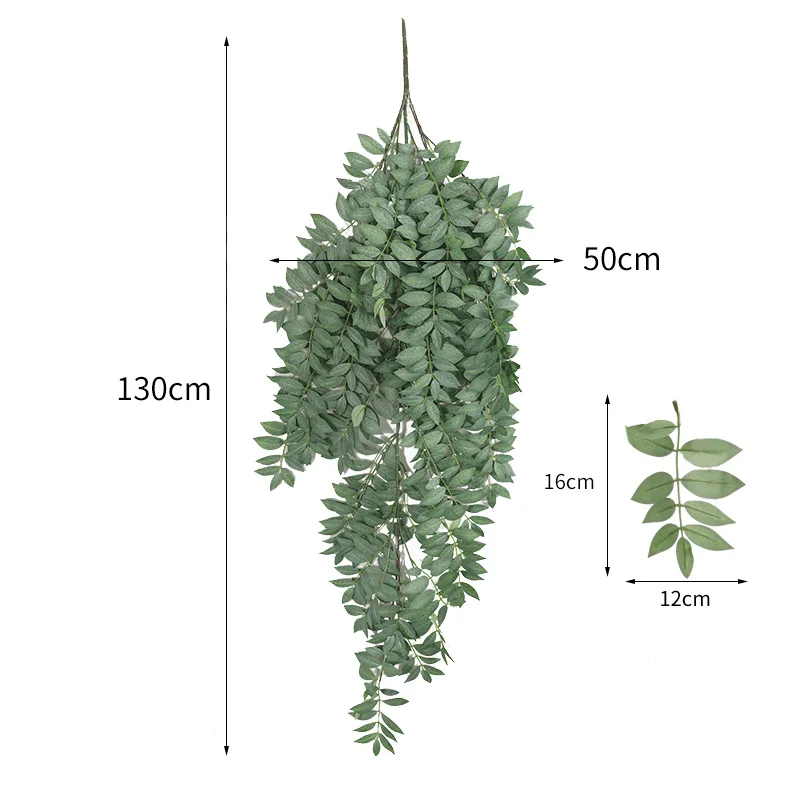 1 PCS 130cm Artificial Wall Hanging Plastic Green Plant Leaves Branch Home Decor Garden Decoration Gift F856