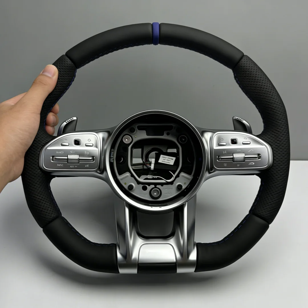 Car Leather Steering Wheel for Mercedes Benz AMG W204 W205 W212 W213 W221 W222 W245 W177 C63 G63 a B C E G Class C218 C219 C257 view 2