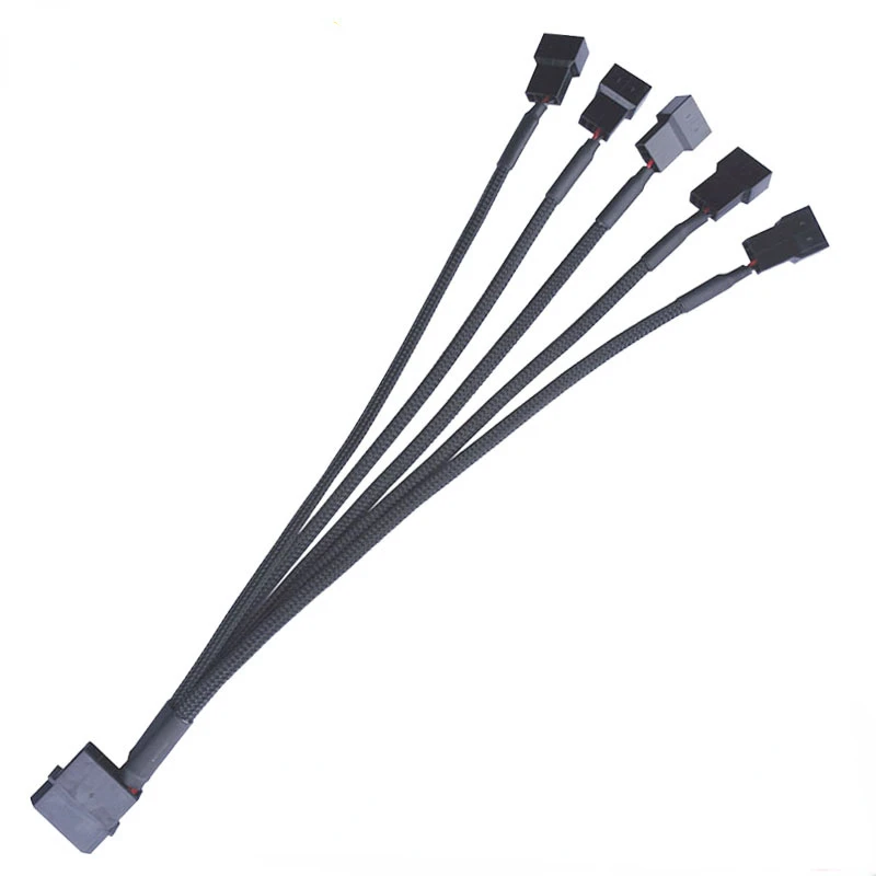 SATA To 3 Pin 4 Pin Fan Sleeved Power Splitter Cable Adapter,15Pin SATA To 5 TX3 / TX4 (PWM) 12V PC Case Cooler Y Cord