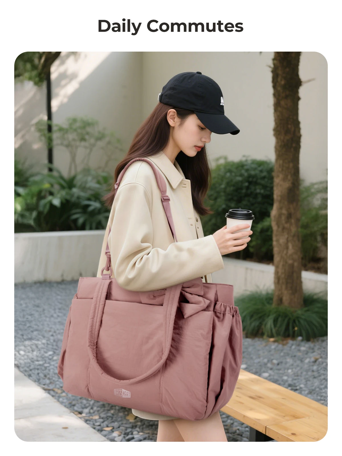 BAGSMART Einkaufstasche mit großer Kapazität für Damen, vielseitige Handtasche zum Pendeln, Messenger-Schultertasche mit mehreren Taschen – Detail 15