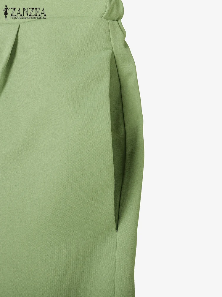 Set Pendek 2 Potong Wanita ZANZEA Blus Bunga Kerah O Lengan Setengah dan Celana Pendek Pinggang Elastis Warna Polos Pakaian Musim Panas Kasual