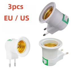 3 sztuki E27 E27 uchwyt na biała lampa LED do wtyczki ue/uchwyt wtyczki Adapter konwerter ON/OFF do żarówki