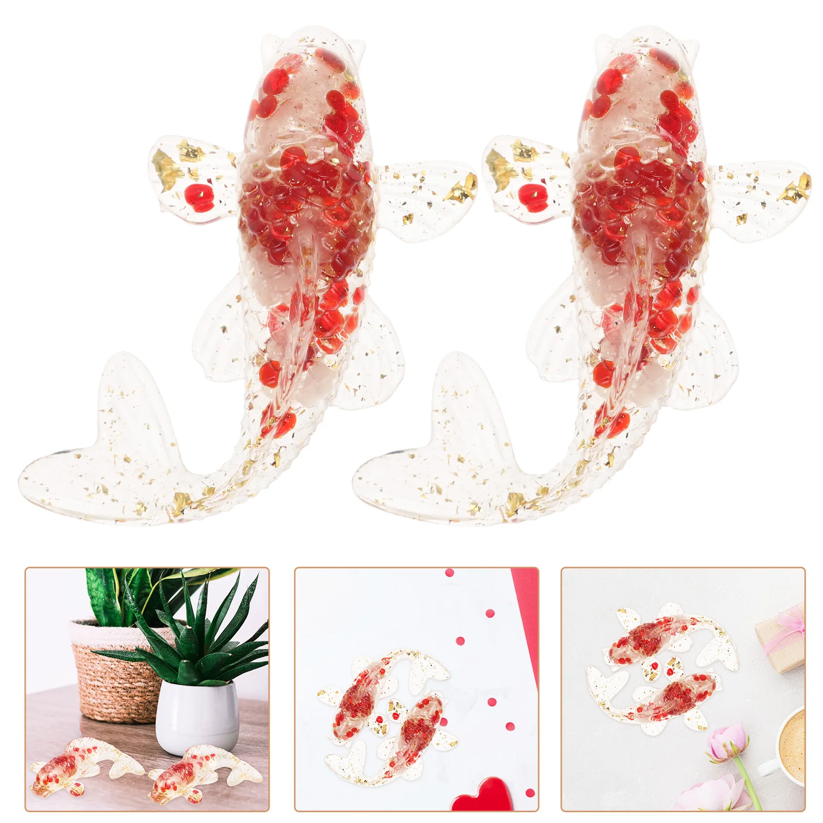 

2Pcs Crystal Koi Ornaments Fish Tank Figurine Decorative Mini Figure Small Desk Decoration Table Crystal Statue Gifts