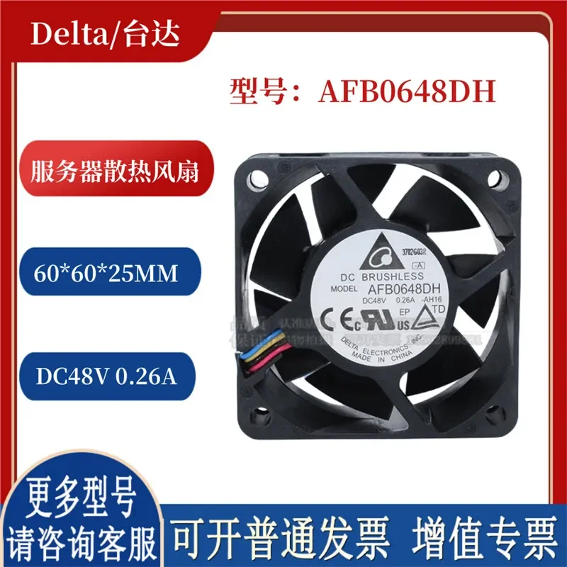 for AFB0648DH Genuine 6025 48V 0.26A 6CM Dual Ball Bearing Server Cooling Fan