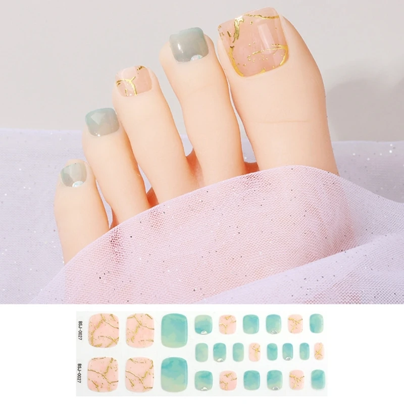 

20 Tips Toe Nail Wraps Full Cover Nail Sticker Nail Art Decorations DIY Manicure Adhesive Nails Decal for Women Girls