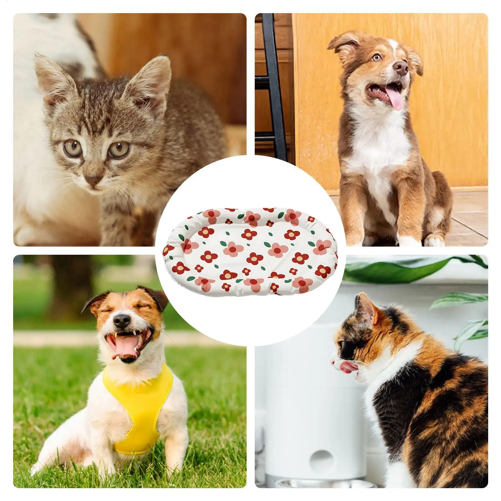 

Cooling Mat For Dogs Soft Floral Pattern Gel Waterproof Portable Bed Cat Cooling Mat For House Living Room Bedroom Home Crate