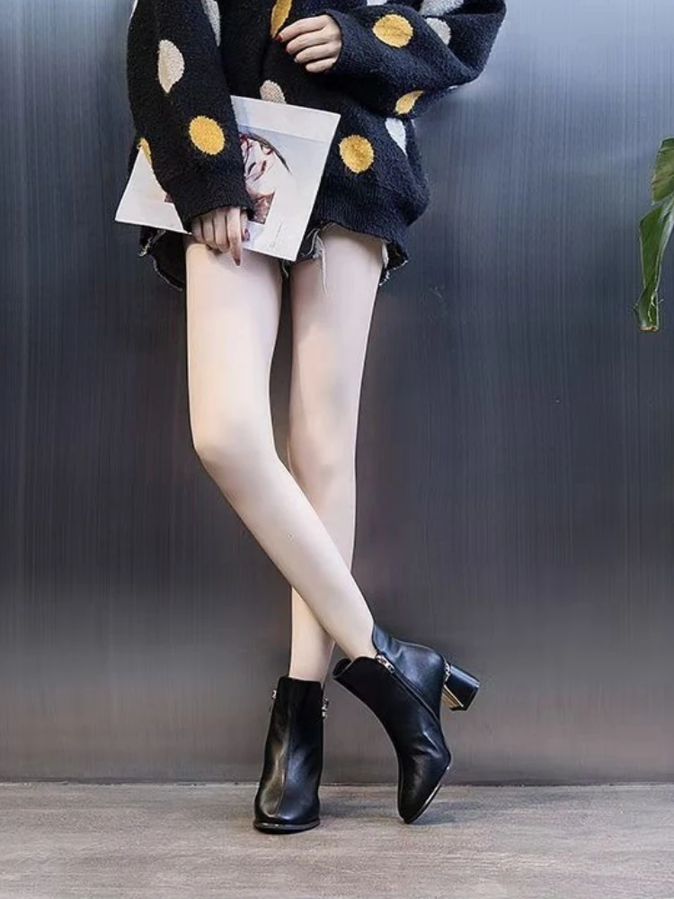 

Женские короткие туфли на массивном каблуке, нескользящие ботинки на молнии, мокасины, новый рок-тренд 2025, удобные и элегантные женские ботильоны Y2k