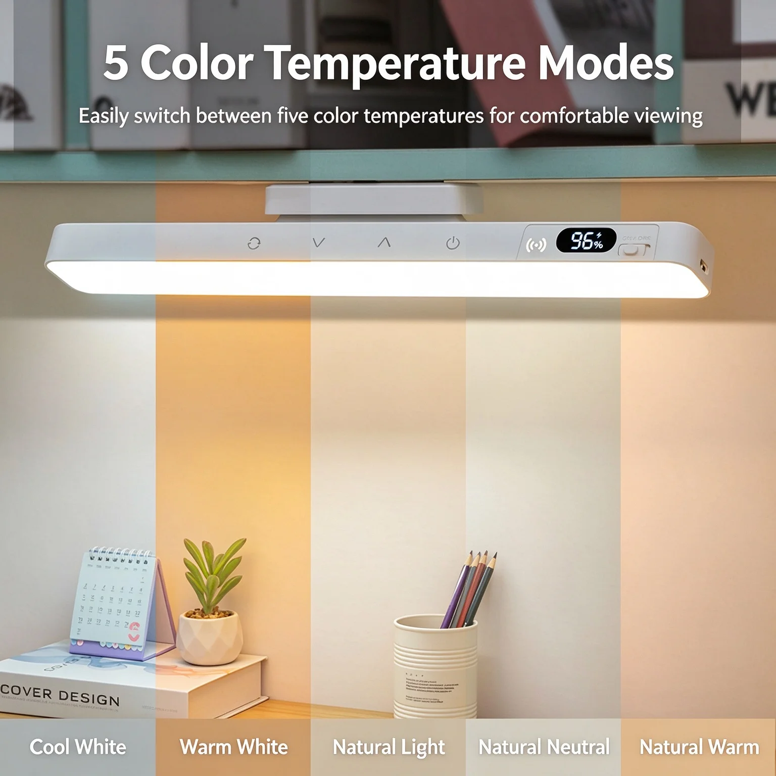 LED Table Lamp Magnetic Hanging USB Rechargeable Desk Lamp 5 Color Reading Light Dimmable Cabinet Closet Wardrobe Night Light