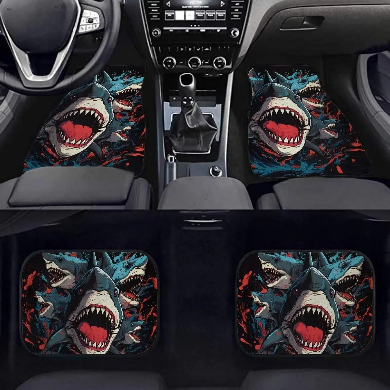 

Автомобильные коврики Cool Sharks, ковры, автомобильный коврик, полный набор из 4 предметов, ковер с нескользящей подложкой