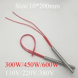 10x200 10*200mm 300W 450W 600W AC 110V 220V 380V Stainless Steel Cylinder Tube Mold Heating Element Single End Cartridge Heater