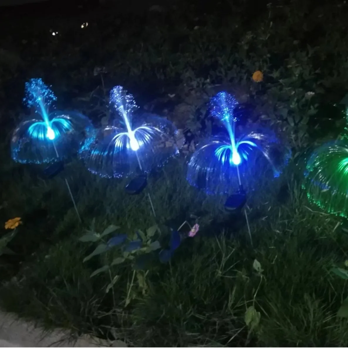 solar jellyfish lamp, waterproof 7 color gradient single and double jellyfish solar garden lamp garden decorative garden light