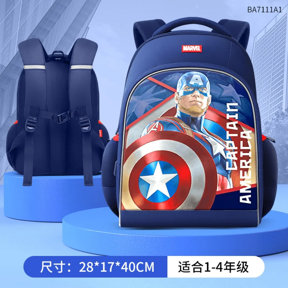 Disney Children's Large Capacity Backpack For Primary School Student 1-3 Years Boy's Favorite Cartoon Spider Man Captain America