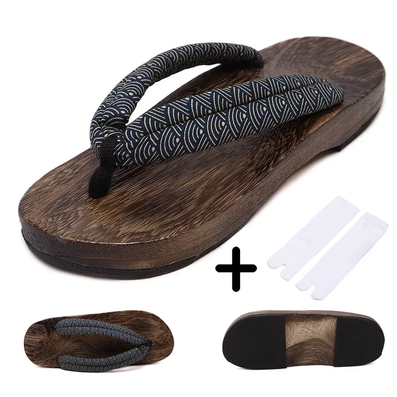 Man Wooden Outdoor Slippers Beach Wear Flip Flops Japanese Traditional Clogs Geta Kimono Samurai Cosplay Paulownia Shoes Flats