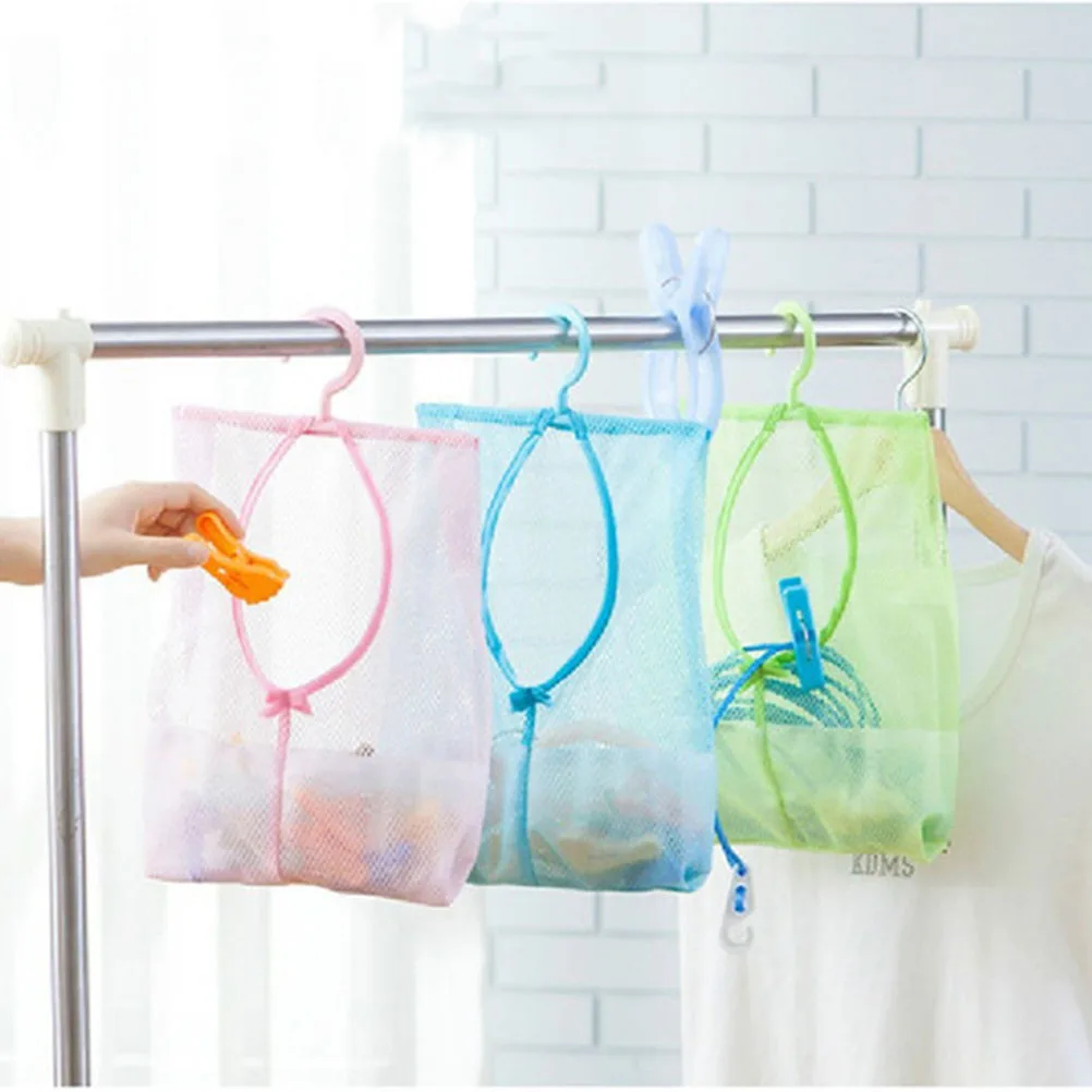 

2 pcs Mesh Storage Bag With Rotatable Hanger Multifunctional Hanging Organizer For Bathroom Kitchen Bedroom Laundry Clothespin