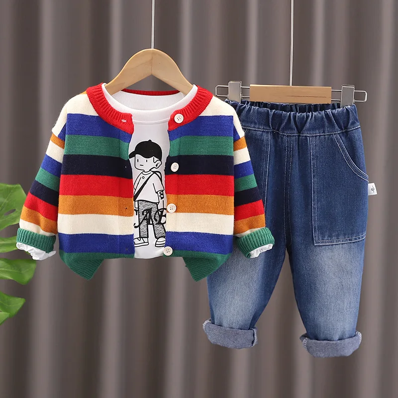 

Kids Clothes Set 2024 Autumn 12 18 Months Clothing for Boys Casual Cardigan Coats + T-shirts + Pants 1st Birthday Boy Outfit